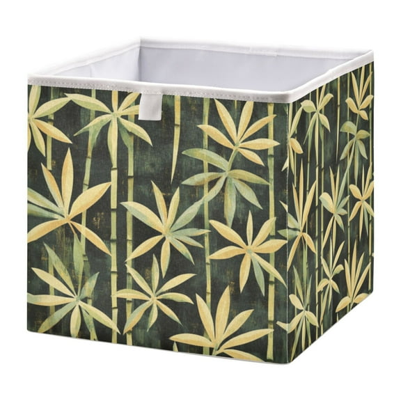 Cabinet Storage Basket 11.02x11.02x11.02 Inches Storage Box Foldable, Storable and Easy to Assemble ，Open Home Storage Bins ，Closet Storage Bins Bamboo Leaf