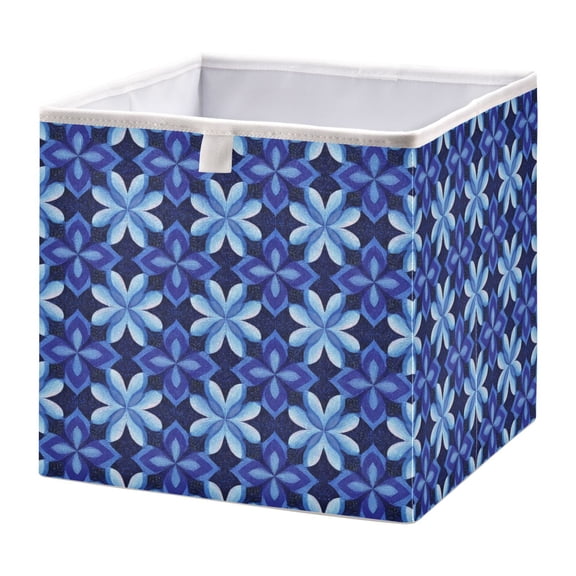 Cabinet Storage Basket 11.02x11.02x11.02 Inches Storage Box Foldable, Storable and Easy to Assemble ，Open Home Storage Bins ，Closet Storage Bins Beautiful Dark Blue Pattern