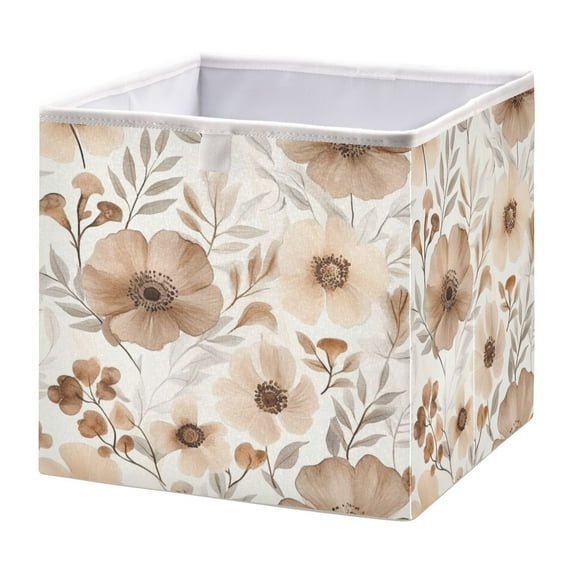 Cabinet Storage Basket 11.02x11.02x11.02 Inches Storage Box Foldable, Storable and Easy to Assemble ,Open Home Storage Bins ,Closet Storage Bins Beautiful Gray Flowers