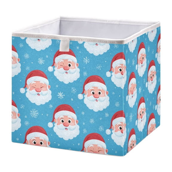 Cabinet Storage Basket 11.02x11.02x11.02 Inches Storage Box Foldable, Storable and Easy to Assemble ，Open Home Storage Bins ，Closet Storage Bins Beautiful Santa Claus Face