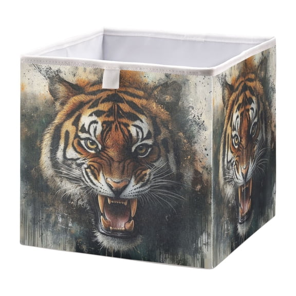 Cabinet Storage Basket 11.02x11.02x11.02 Inches Storage Box Foldable, Storable and Easy to Assemble ,Open Home Storage Bins ,Closet Storage Bins Big Tiger with Big Mouth
