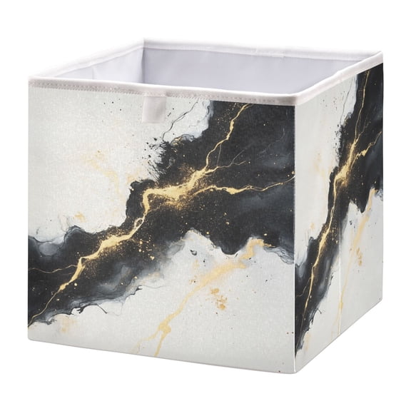 Cabinet Storage Basket 11.02x11.02x11.02 Inches Storage Box Foldable, Storable and Easy to Assemble ，Open Home Storage Bins ，Closet Storage Bins Black Beautiful Marble