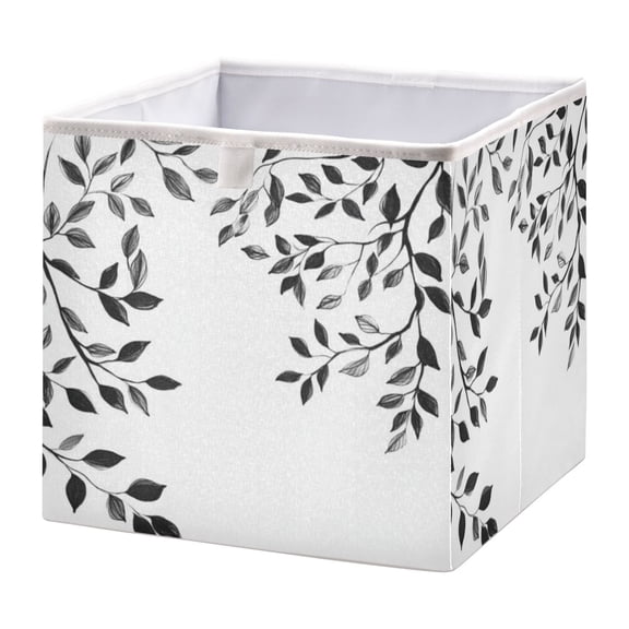 Cabinet Storage Basket 11.02x11.02x11.02 Inches Storage Box Foldable, Storable and Easy to Assemble ,Open Home Storage Bins ,Closet Storage Bins Black Leaf Print
