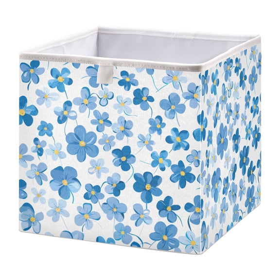 Cabinet Storage Basket 11.02x11.02x11.02 Inches Storage Box Foldable, Storable and Easy to Assemble ，Open Home Storage Bins ，Closet Storage Bins Blue Floral