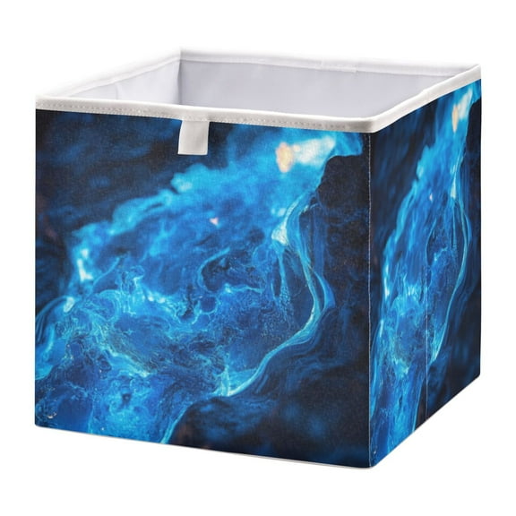 Cabinet Storage Basket 11.02x11.02x11.02 Inches Storage Box Foldable, Storable and Easy to Assemble ,Open Home Storage Bins ,Closet Storage Bins Blue Lava Pattern