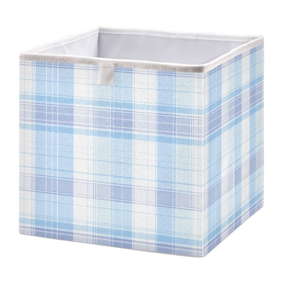 Cabinet Storage Basket 11.02x11.02x11.02 Inches Storage Box Foldable, Storable and Easy to Assemble ,Open Home Storage Bins ,Closet Storage Bins Blue Stripe