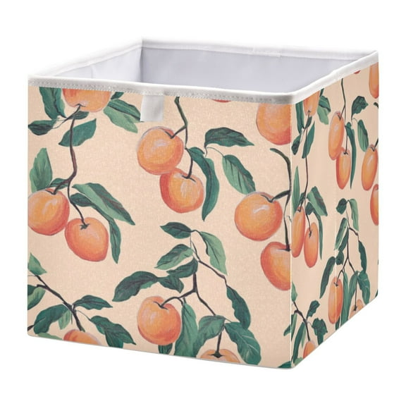 Cabinet Storage Basket 11.02x11.02x11.02 Inches Storage Box Foldable, Storable and Easy to Assemble ，Open Home Storage Bins ，Closet Storage Bins Cartoon Cute Peach