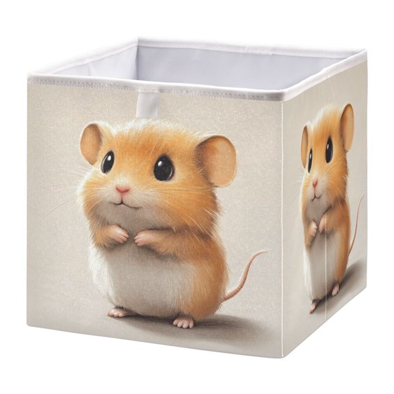 Cabinet Storage Basket 11.02x11.02x11.02 Inches Storage Box Foldable, Storable and Easy to Assemble ,Open Home Storage Bins ,Closet Storage Bins Cartoon Hamster Pattern