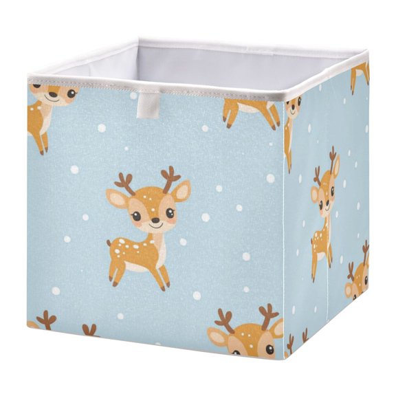 Cabinet Storage Basket 11.02x11.02x11.02 Inches Storage Box Foldable, Storable and Easy to Assemble ，Open Home Storage Bins ，Closet Storage Bins Cartoon Yellow Deer Seamless