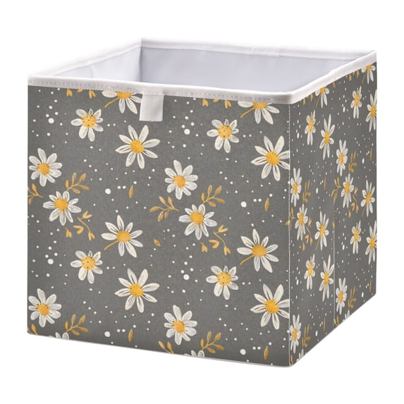 Cabinet Storage Basket 11.02x11.02x11.02 Inches Storage Box Foldable, Storable and Easy to Assemble ,Open Home Storage Bins ,Closet Storage Bins Chrysanthemum
