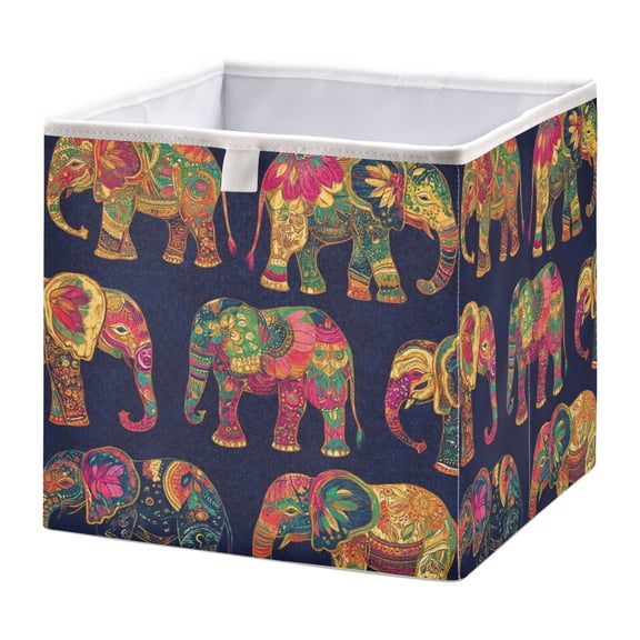 Cabinet Storage Basket 11.02x11.02x11.02 Inches Storage Box Foldable, Storable and Easy to Assemble ,Open Home Storage Bins ,Closet Storage Bins Color Cool Elephant