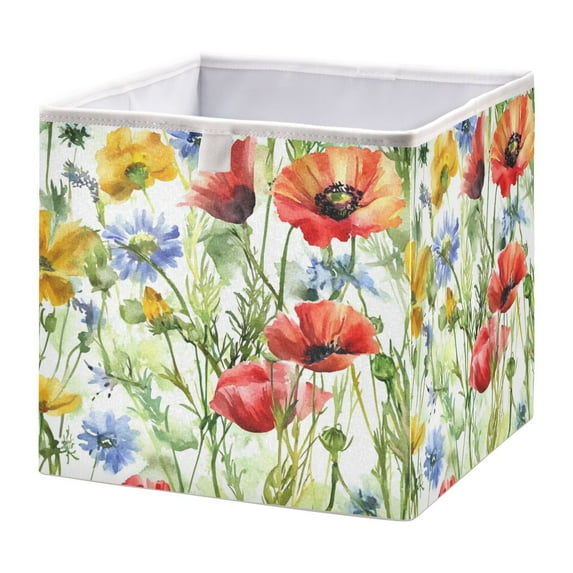 Cabinet Storage Basket 11.02x11.02x11.02 Inches Storage Box Foldable, Storable and Easy to Assemble ,Open Home Storage Bins ,Closet Storage Bins Color Watercolor Flowers Seamless