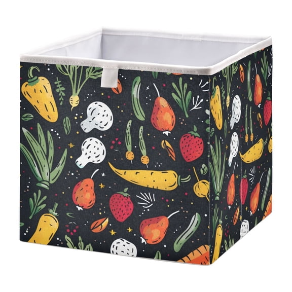 Cabinet Storage Basket 11.02x11.02x11.02 Inches Storage Box Foldable, Storable and Easy to Assemble ，Open Home Storage Bins ，Closet Storage Bins Colored Vegetable