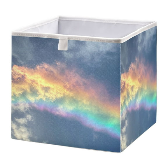 Cabinet Storage Basket 11.02x11.02x11.02 Inches Storage Box Foldable, Storable and Easy to Assemble ,Open Home Storage Bins ,Closet Storage Bins Colorful Rainbow