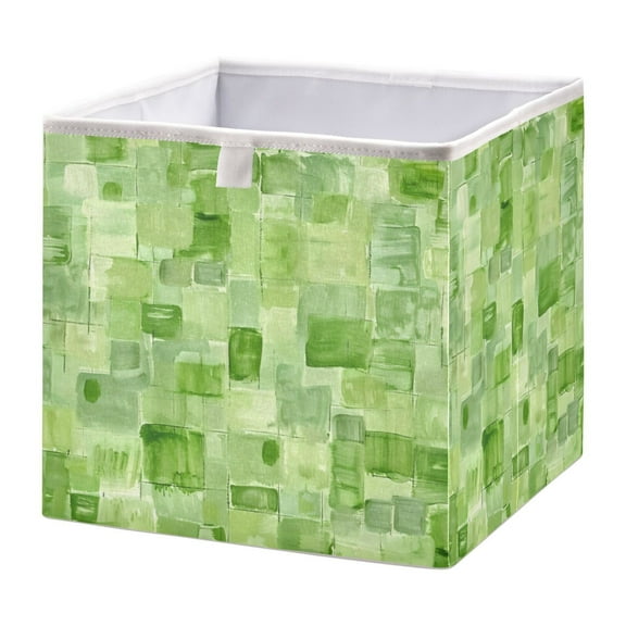 Cabinet Storage Basket 11.02x11.02x11.02 Inches Storage Box Foldable, Storable and Easy to Assemble ,Open Home Storage Bins ,Closet Storage Bins Green Square