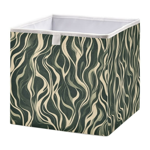Cabinet Storage Basket 11.02x11.02x11.02 Inches Storage Box Foldable, Storable and Easy to Assemble ，Open Home Storage Bins ，Closet Storage Bins Green Stripe