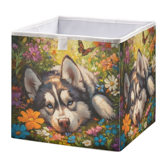 Cabinet Storage Basket 11.02x11.02x11.02 Inches Storage Box Foldable, Storable and Easy to Assemble ，Open Home Storage Bins ，Closet Storage Bins Husky Butterfly