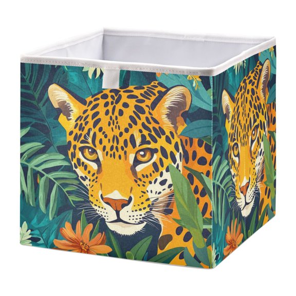 Cabinet Storage Basket 11.02x11.02x11.02 Inches Storage Box Foldable, Storable and Easy to Assemble ,Open Home Storage Bins ,Closet Storage Bins Jungle Cougar
