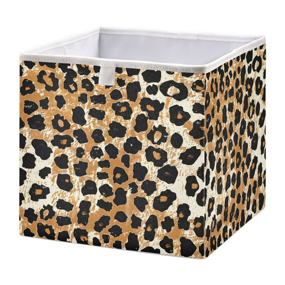 Cabinet Storage Basket 11.02x11.02x11.02 Inches Storage Box Foldable, Storable and Easy to Assemble ,Open Home Storage Bins ,Closet Storage Bins Leopard Print