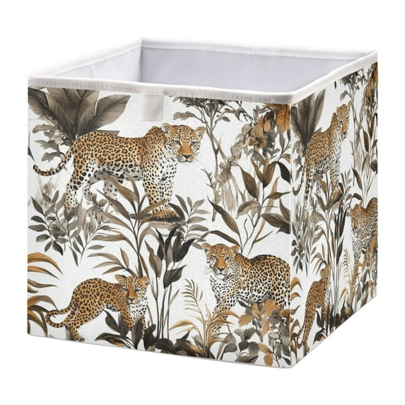 Cabinet Storage Basket 11.02x11.02x11.02 Inches Storage Box Foldable, Storable and Easy to Assemble ,Open Home Storage Bins ,Closet Storage Bins Leopards