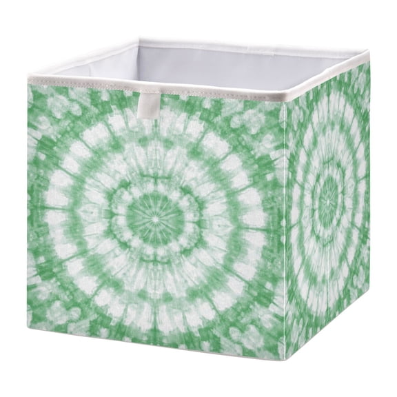 Cabinet Storage Basket 11.02x11.02x11.02 Inches Storage Box Foldable, Storable and Easy to Assemble ，Open Home Storage Bins ，Closet Storage Bins Light Green Tie Dye