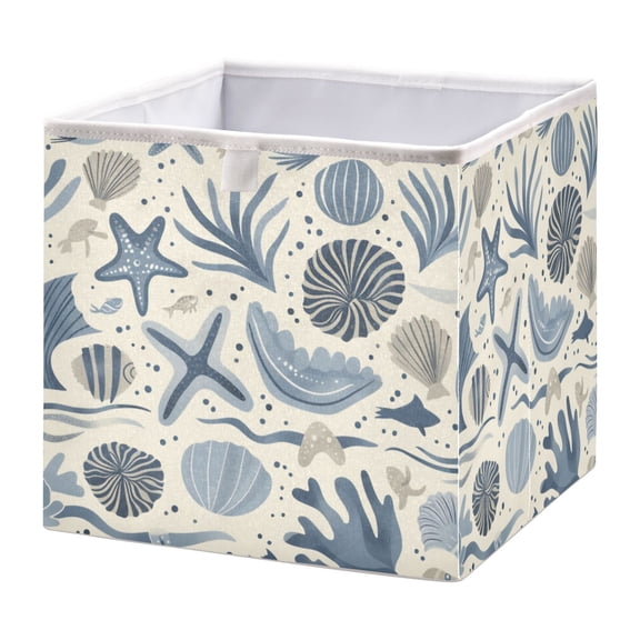 Cabinet Storage Basket 11.02x11.02x11.02 Inches Storage Box Foldable, Storable and Easy to Assemble ,Open Home Storage Bins ,Closet Storage Bins Marine Organism