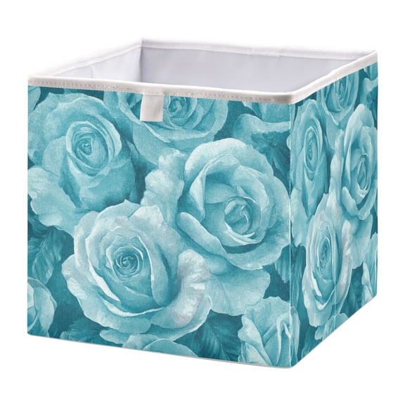 Cabinet Storage Basket 11.02x11.02x11.02 Inches Storage Box Foldable, Storable and Easy to Assemble ，Open Home Storage Bins ，Closet Storage Bins Navy Roses Seamless