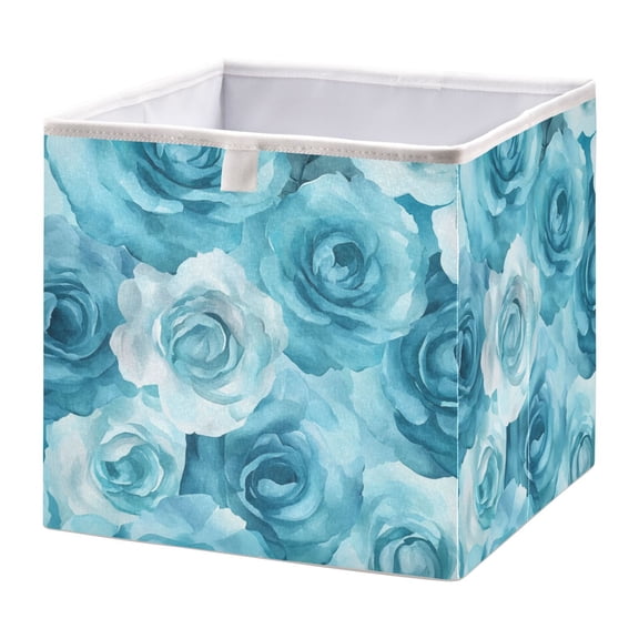 Cabinet Storage Basket 11.02x11.02x11.02 Inches Storage Box Foldable, Storable and Easy to Assemble ，Open Home Storage Bins ，Closet Storage Bins Navy Roses