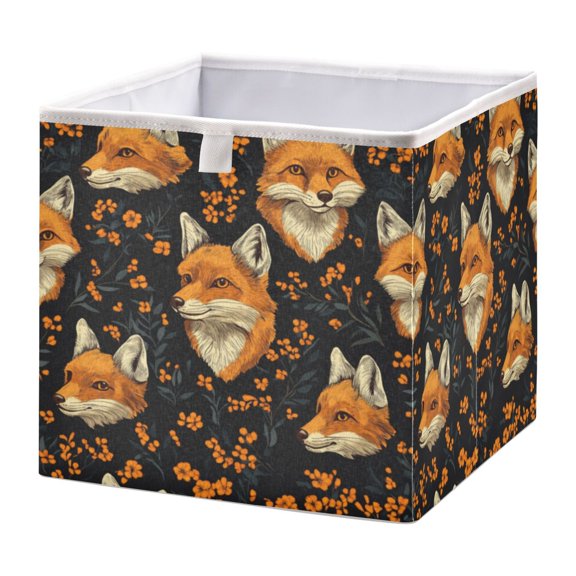 Cabinet Storage Basket 11.02x11.02x11.02 Inches Storage Box Foldable, Storable and Easy to Assemble ，Open Home Storage Bins ，Closet Storage Bins Orange Fox