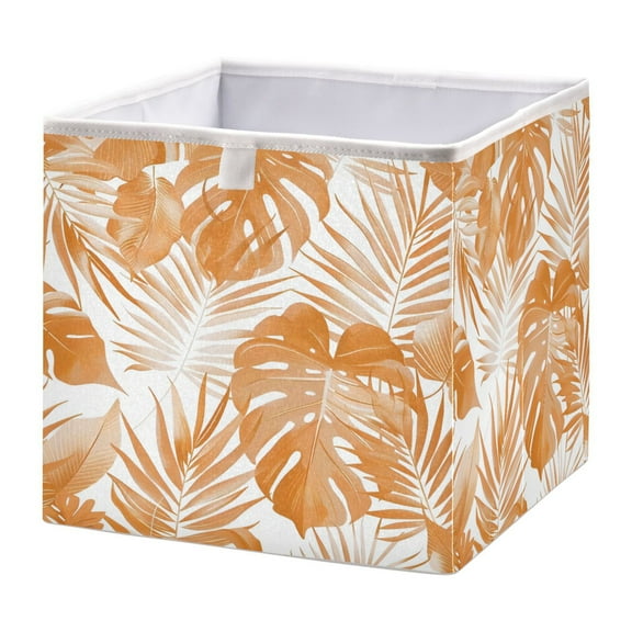 Cabinet Storage Basket 11.02x11.02x11.02 Inches Storage Box Foldable, Storable and Easy to Assemble ，Open Home Storage Bins ，Closet Storage Bins Orange Leaf