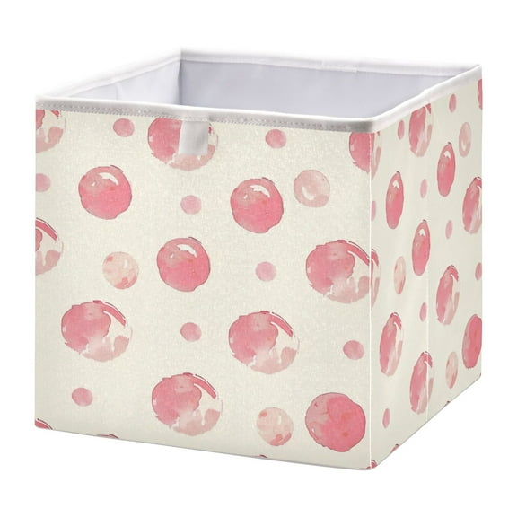 Cabinet Storage Basket 11.02x11.02x11.02 Inches Storage Box Foldable, Storable and Easy to Assemble ，Open Home Storage Bins ，Closet Storage Bins Pink Bubble