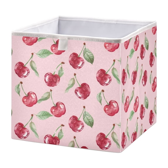Cabinet Storage Basket 11.02x11.02x11.02 Inches Storage Box Foldable, Storable and Easy to Assemble ,Open Home Storage Bins ,Closet Storage Bins Pink Cherry