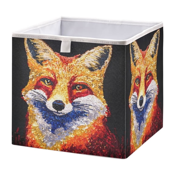 Cabinet Storage Basket 11.02x11.02x11.02 Inches Storage Box Foldable, Storable and Easy to Assemble ,Open Home Storage Bins ,Closet Storage Bins Red Sequined Fox