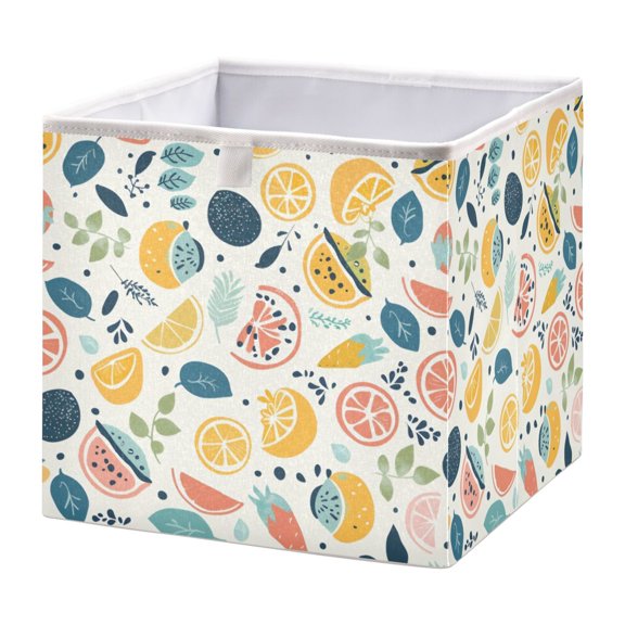 Cabinet Storage Basket 11.02x11.02x11.02 Inches Storage Box Foldable, Storable and Easy to Assemble ，Open Home Storage Bins ，Closet Storage Bins Sliced Fruit