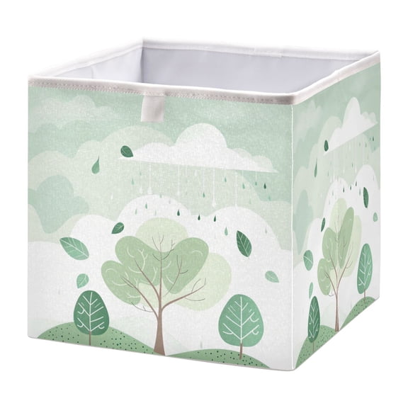 Cabinet Storage Basket 11.02x11.02x11.02 Inches Storage Box Foldable, Storable and Easy to Assemble ，Open Home Storage Bins ，Closet Storage Bins Small Green Tree