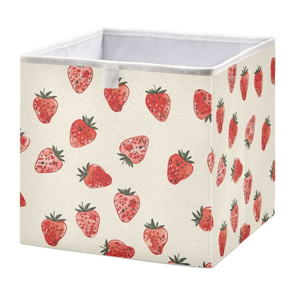 Cabinet Storage Basket 11.02x11.02x11.02 Inches Storage Box Foldable, Storable and Easy to Assemble ,Open Home Storage Bins ,Closet Storage Bins Small Strawberry