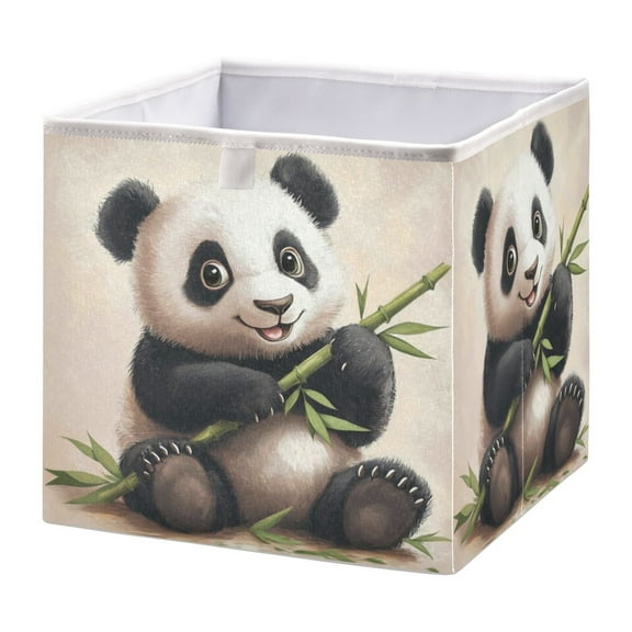 Cabinet Storage Basket 11.02x11.02x11.02 Inches Storage Box Foldable, Storable and Easy to Assemble ,Open Home Storage Bins ,Closet Storage Bins Smiling Panda