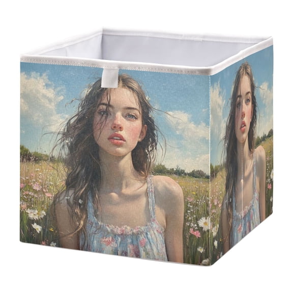 Cabinet Storage Basket 11.02x11.02x11.02 Inches Storage Box Foldable, Storable and Easy to Assemble ，Open Home Storage Bins ，Closet Storage Bins A Spring Beauty