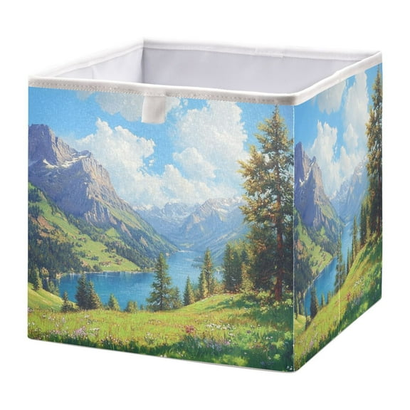 Cabinet Storage Basket 11.02x11.02x11.02 Inches Storage Box Foldable, Storable and Easy to Assemble ，Open Home Storage Bins ，Closet Storage Bins Spring River