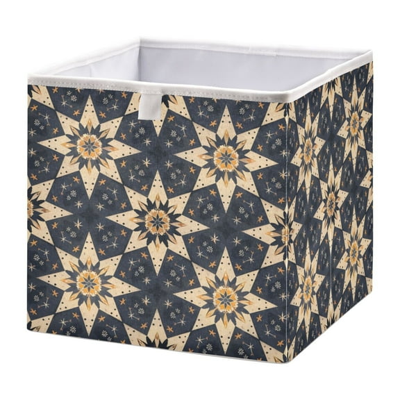 Cabinet Storage Basket 11.02x11.02x11.02 Inches Storage Box Foldable, Storable and Easy to Assemble ，Open Home Storage Bins ，Closet Storage Bins Star Pattern