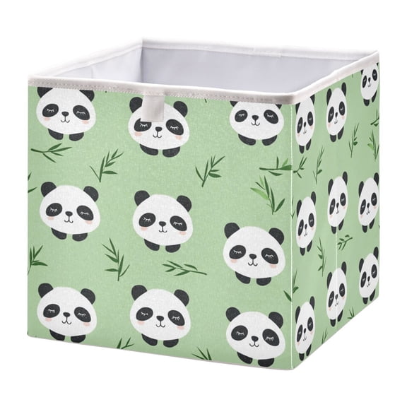 Cabinet Storage Basket 11.02x11.02x11.02 Inches Storage Box Foldable, Storable and Easy to Assemble ,Open Home Storage Bins ,Closet Storage Bins Super Cute Cartoon Panda