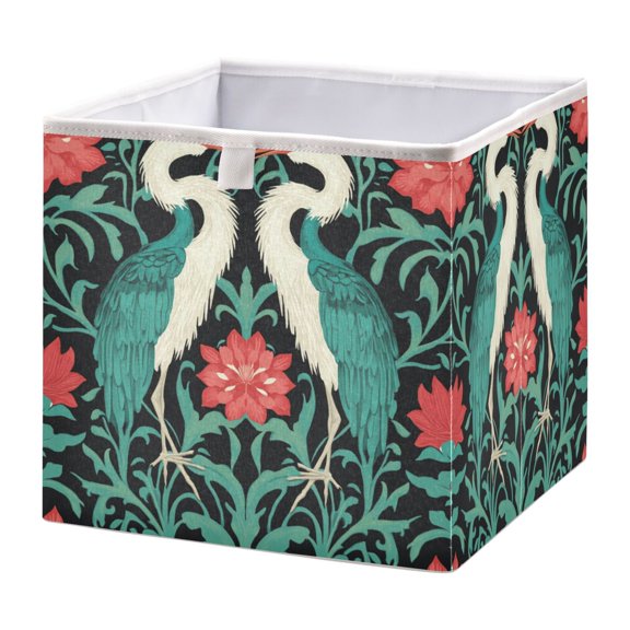 Cabinet Storage Basket 11.02x11.02x11.02 Inches Storage Box Foldable, Storable and Easy to Assemble ，Open Home Storage Bins ，Closet Storage Bins Tropical Plant Crane