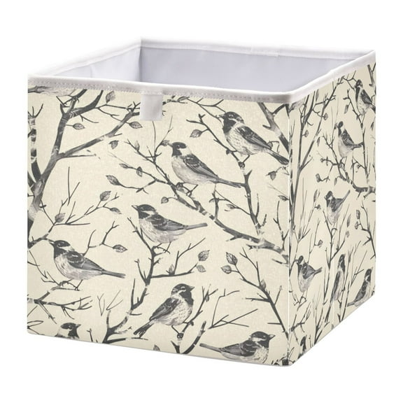 Cabinet Storage Basket 11.02x11.02x11.02 Inches Storage Box Foldable, Storable and Easy to Assemble ,Open Home Storage Bins ,Closet Storage Bins Twig Bird