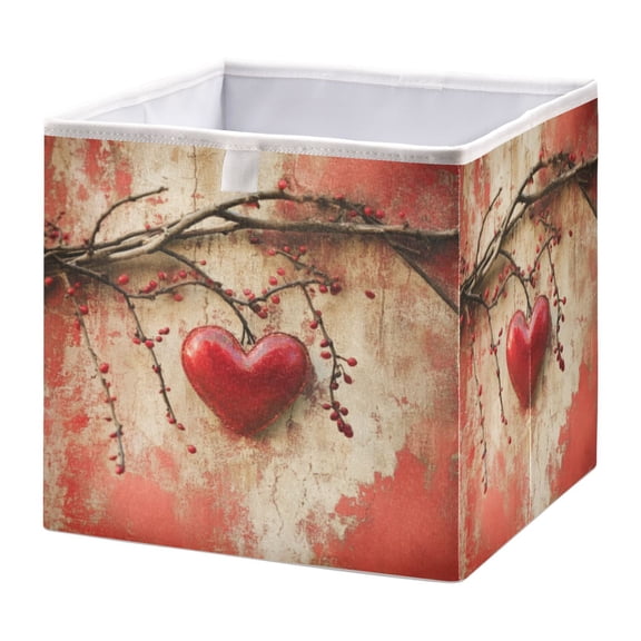 Cabinet Storage Basket 11.02x11.02x11.02 Inches Storage Box Foldable, Storable and Easy to Assemble ,Open Home Storage Bins ,Closet Storage Bins Valentine's Day Lovely Love