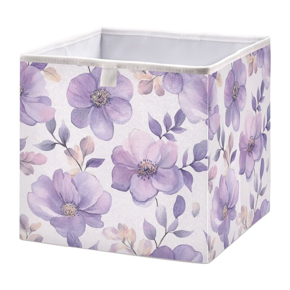 Cabinet Storage Basket 11.02x11.02x11.02 Inches Storage Box Foldable, Storable and Easy to Assemble ,Open Home Storage Bins ,Closet Storage Bins Vibrant Lavender Flowers