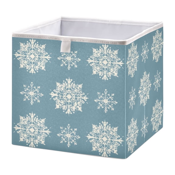Cabinet Storage Basket 11.02x11.02x11.02 Inches Storage Box Foldable, Storable and Easy to Assemble ,Open Home Storage Bins ,Closet Storage Bins Winter Snowflakes