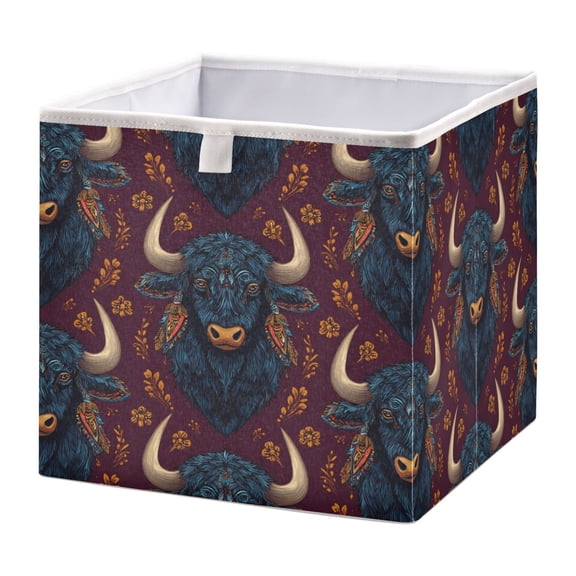 Cabinet Storage Basket 15.75x10.63x6.96 Inches Storage Box Foldable, Storable and Easy to Assemble ，Open Home Storage Bins ，Closet Storage Bins Beautiful Cow Seamless