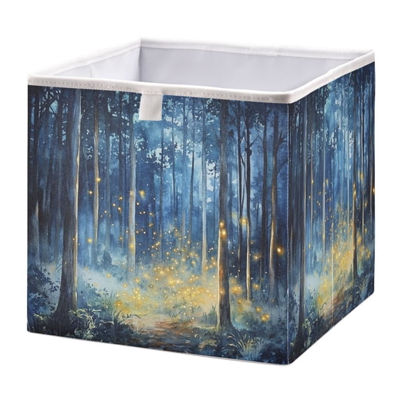 Cabinet Storage Basket 15.75x10.63x6.96 Inches Storage Box Foldable, Storable and Easy to Assemble ，Open Home Storage Bins ，Closet Storage Bins Beautiful Firefly Forest