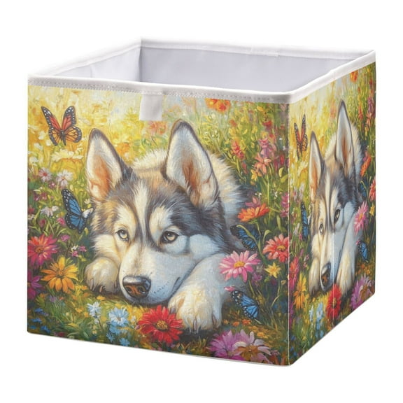Cabinet Storage Basket 15.75x10.63x6.96 Inches Storage Box Foldable, Storable and Easy to Assemble ，Open Home Storage Bins ，Closet Storage Bins Beautiful Garden Husky
