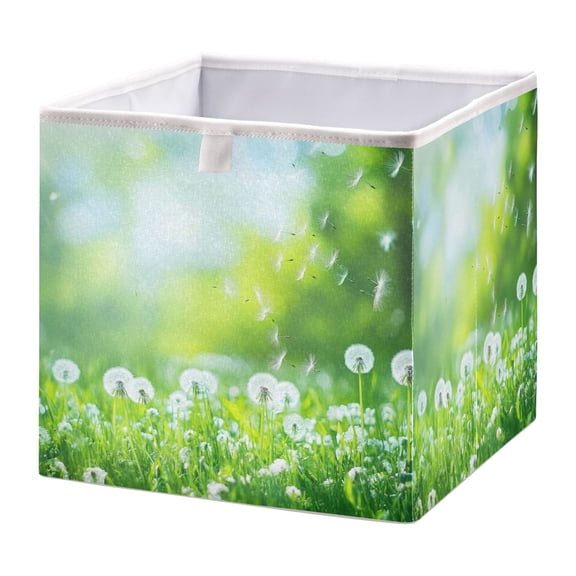 Cabinet Storage Basket 15.75x10.63x6.96 Inches Storage Box Foldable, Storable and Easy to Assemble ，Open Home Storage Bins ，Closet Storage Bins Beautiful Green Grass